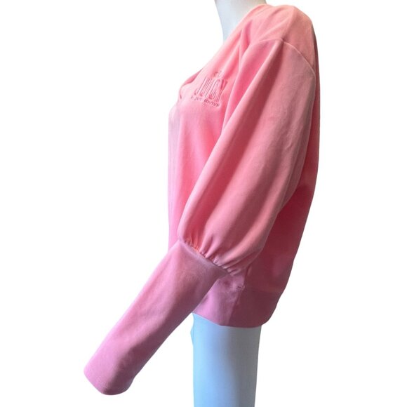 Juicy Couture Pink Velour V-Neck Pullover Sweatshirt Womens Size XXL - Picture 3 of 7